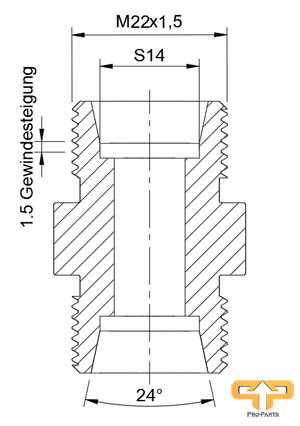 Representation of metric heavy hydraulic screw connection with external thread