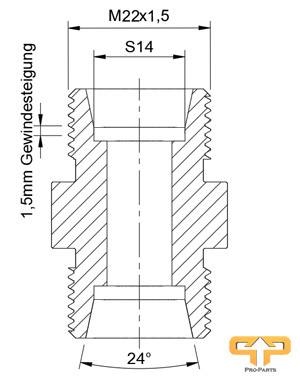 XG-S Verbinder Zeichnung metrisch schwer S14 M22x1,5