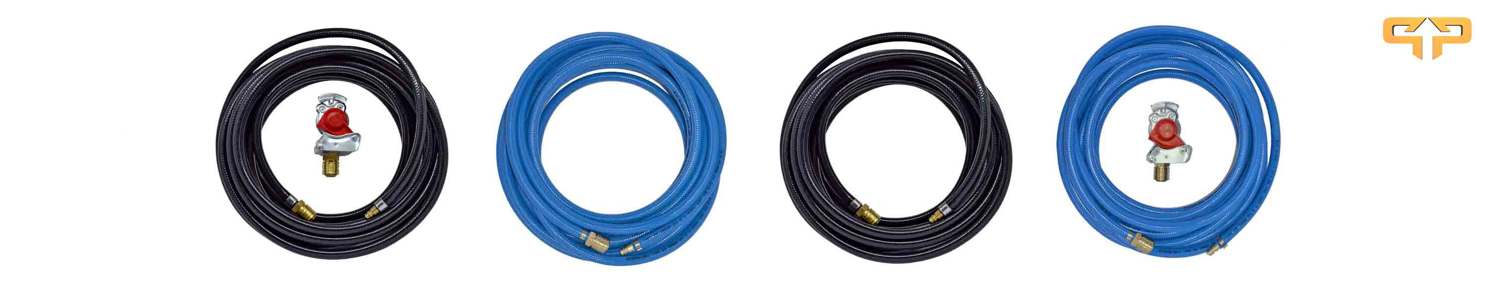 Reifenfüllschläuche schwarz und blau mit und ohne Kupplungskopf