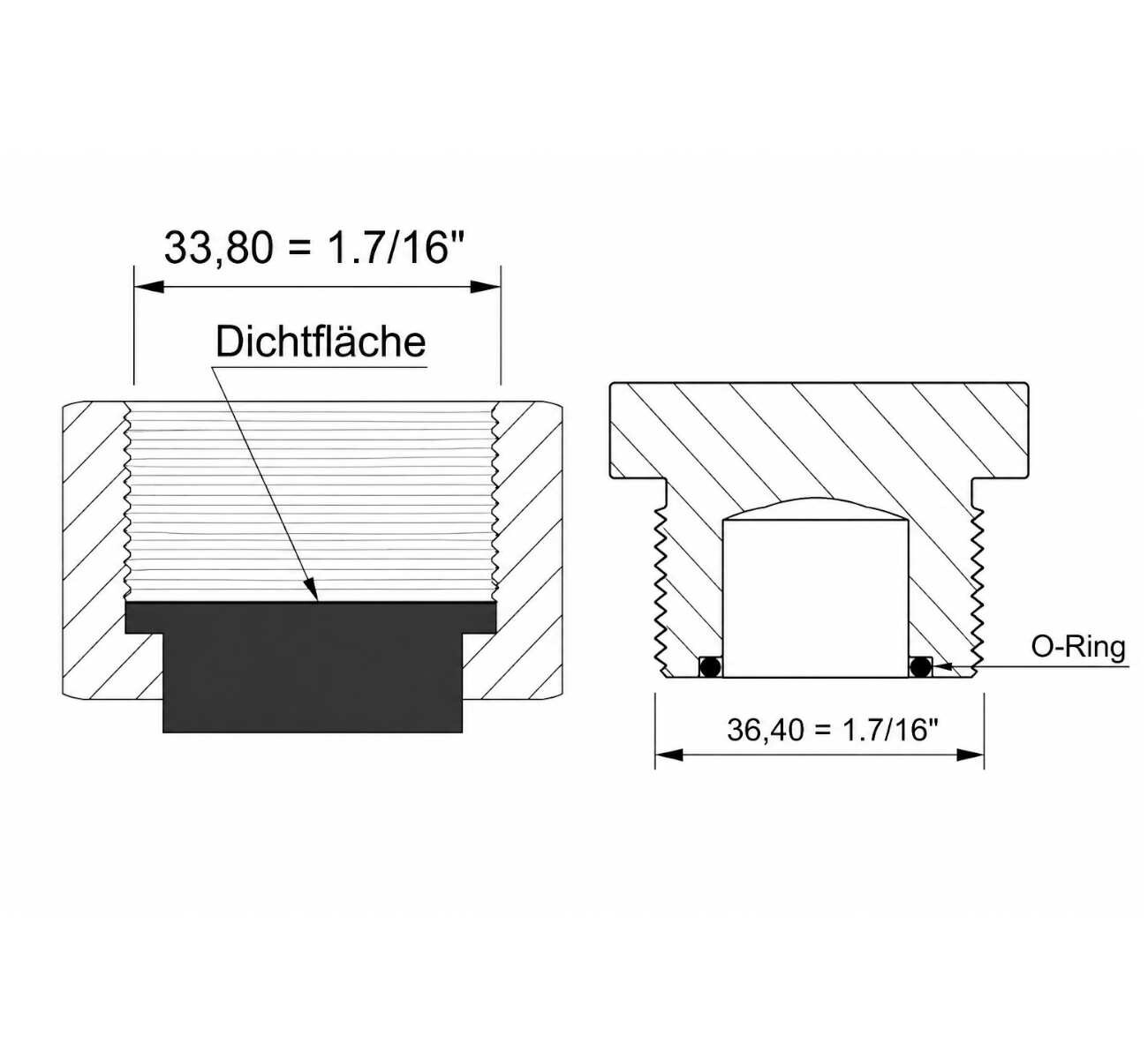 ORFS Gewinde Darstellung Dichtfläche und O-Ring