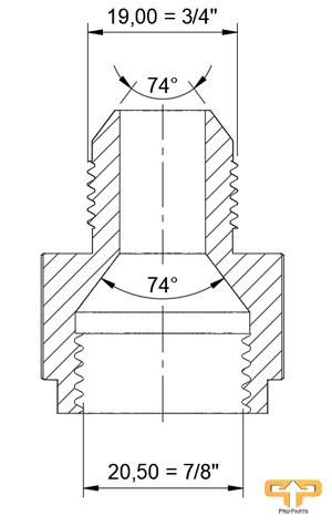 JIC representation of external thread with external cone