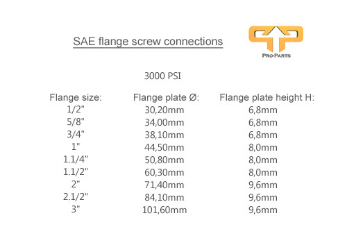 SAE flange fitting table 3000 PSI