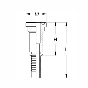Technische Zeichnung eines SAE Flanschnippel mit den Abmaßen H L und dem Durchmesser Symbol
