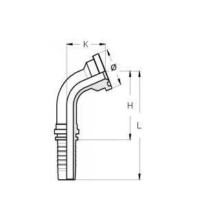 Technische Zeichnung eines SAE Flanschnippel im 67,5° Winkel
