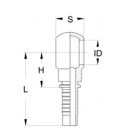 Technische Zeichnung eines Ringnippels mit Ringöse mit den Abmaßen L H S ID