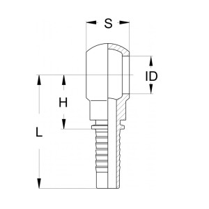 Ringnippel wird als technische Zeichnung dargestellt mit den Abmaßen L H S und ID