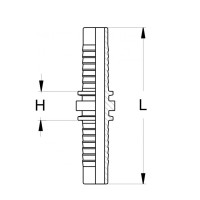Technische Zeichnung eines Schlauchverbinders mit den Abmaßen H und L