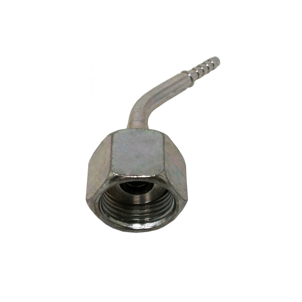 Minimess Pressnippel mit 45 grad Winkel mit zölligem Innengewinde für Manometeranschluss