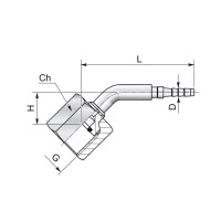 Eine Technische Zeichnung für einen 45 grad Minimess Pressnipel