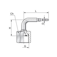 Pressnippel für Manometeranschluss als Technische Zeichnung mit Abmaß D L G H und Ch