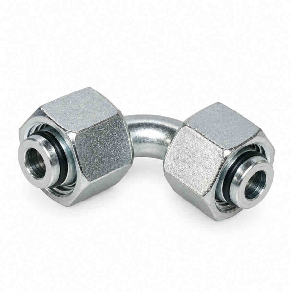 Hydraulikverschraubung, Winkel Verschraubung GVO 90 grad metrisch schwer hat auf beiden Seiten eine Überwurfmutter