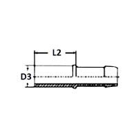 Technische Zeichnung eines Rohrstutzen im Niederdruckbereich mit den Abmaßen D3 und L2