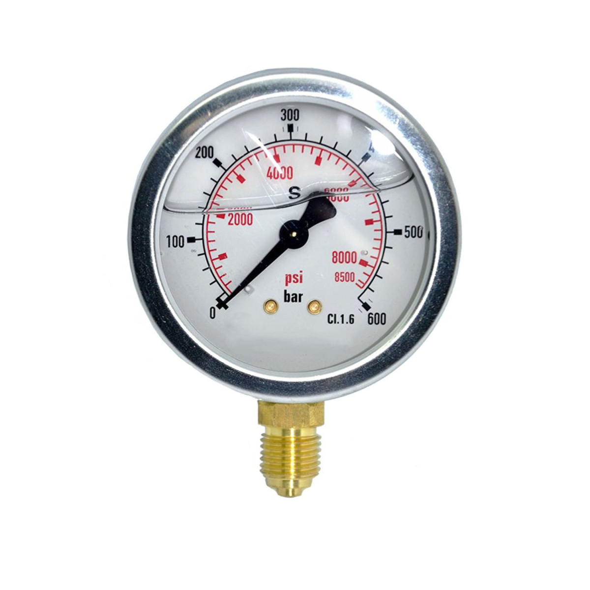 Glyzerin Manometer Edelstahl 0-16 bar G 1/4 63mm Anschluss Messing unten neu 