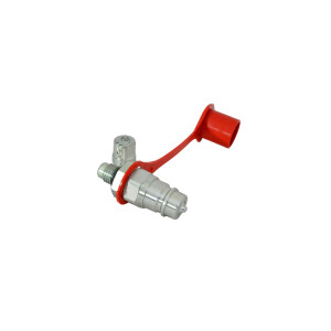 Hydraulik Druckprüfer mit Messchlauch 2m länge, SVK KUpplung und Staubschutz rot, Glyzerin Manometer 250 bar, Messverschraubun M16x2 auf 1/2 detail aufnahme