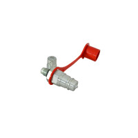 Hydraulik Druckprüfer mit Messchlauch 2m länge, SVK KUpplung und Staubschutz rot, Glyzerin Manometer 250 bar, Messverschraubun M16x2 auf 1/2 detail aufnahme