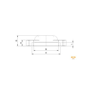 Technische Zeichnung einer Flanschhälfte mit dem Abmaß A, B, I, H und G von Pro-Parts