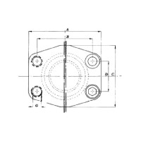 SAE Verschlussflansche für 3000 PSI als Technische Zeichnung mit den Abmaßen G, C, D, B, A
