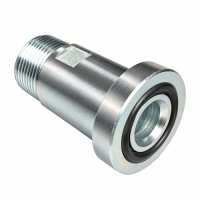 SAE Flanschverschraubung gerade für 3000PSI mit einem BSPP zölligem Anschlussgewinde hinten links und vorne rechts befindet sich der Flansch mit einem schwarzen O-Ring in der Nut