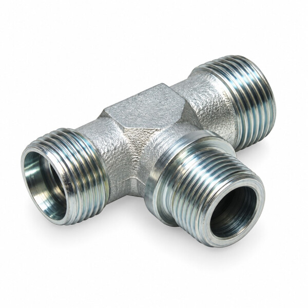 T- Form Einschraubverschraubung in der Ausführung metrisch leicht mit zylindrischem Einschraubgewinde unten