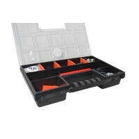 das Ohr klemm set wird in der schwarzen box mit offenem transparentem Deckel diagonal dargestellt