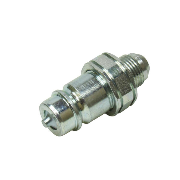 Schnellverschluss Stecker in der Ausführung JIC hat ein UN/UNF Außengewinde mit einem 74 grad Konus hinten rechts