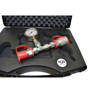 Hydraulik T Druck Prüfer mit 250bar Glyzerin Manometer im Koffer