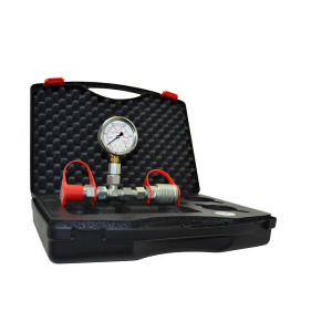 250bar Glyzerin Manometer mit SVK Kupplung und Muffe als Hydraulik T Prüfer im Koffer