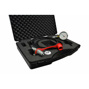 Hydraulic pressure tester with 250 bar pressure gauge and plug-in coupling in the case