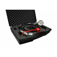 Hydraulic pressure tester with 250 bar pressure gauge and plug-in coupling in the case