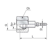 DKR Pressnippel Sechskant für die Minimess Technik als Technische Zeichnung