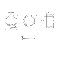 Technische Zeichung eines Innensicherungsrings Abmass d1 d2 d3 d5 b und S