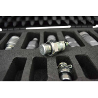 Hydraulic measuring case with glycerine pressure gauge, measuring hose, measuring screw connection and hydraulic couplings SVK, flat face, diagnostic coupling