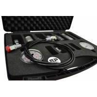 Hydraulic measuring case with glycerine pressure gauge, measuring hose, measuring screw connection and hydraulic couplings SVK, flat face, diagnostic coupling