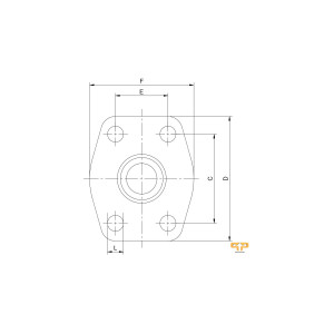 SAE Zwischenplatte mit O-Ringnut für 6000PSI-9000PSI wird als Technische Zeichnung mit den Abmaßen L, C, D, E, F von Pro-Parts