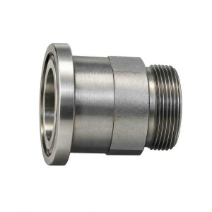 SAE Flanschverschraubung gerade in der Ausführung metrisch schwer wird mit der O-Ring Nut diagonal nach links zeigend dargestellt
