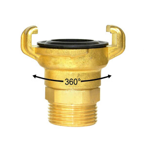 Klauenkupplung 360° frei drehbar mit AG 1/2", 3/4", 1" oder 1.1/4"