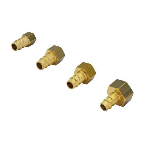 Druckluftstecker NW7,2 mit Innengewinde zeigt mit der Schlauchtülle nach links