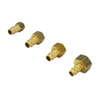 Druckluftstecker NW7,2 mit Innengewinde zeigt mit der Schlauchtülle nach links