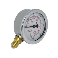 Glyzerin manometer 63mm mit Anschluss unten wird in der Diagonalen dargestellt