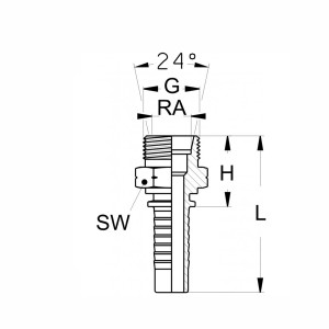 Technische Zeichnung für einen Pressnippel mit Außengewinde und Innenkonus leichte Baureihe