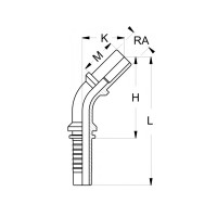 Technische Zeichnung eines BEL Rohrstutzen mit den Abmassen M K RA H und L
