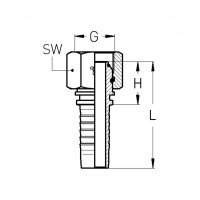 Technischezeichnung eines geraden Pressnippels mit den Abmaßen SW G H und L